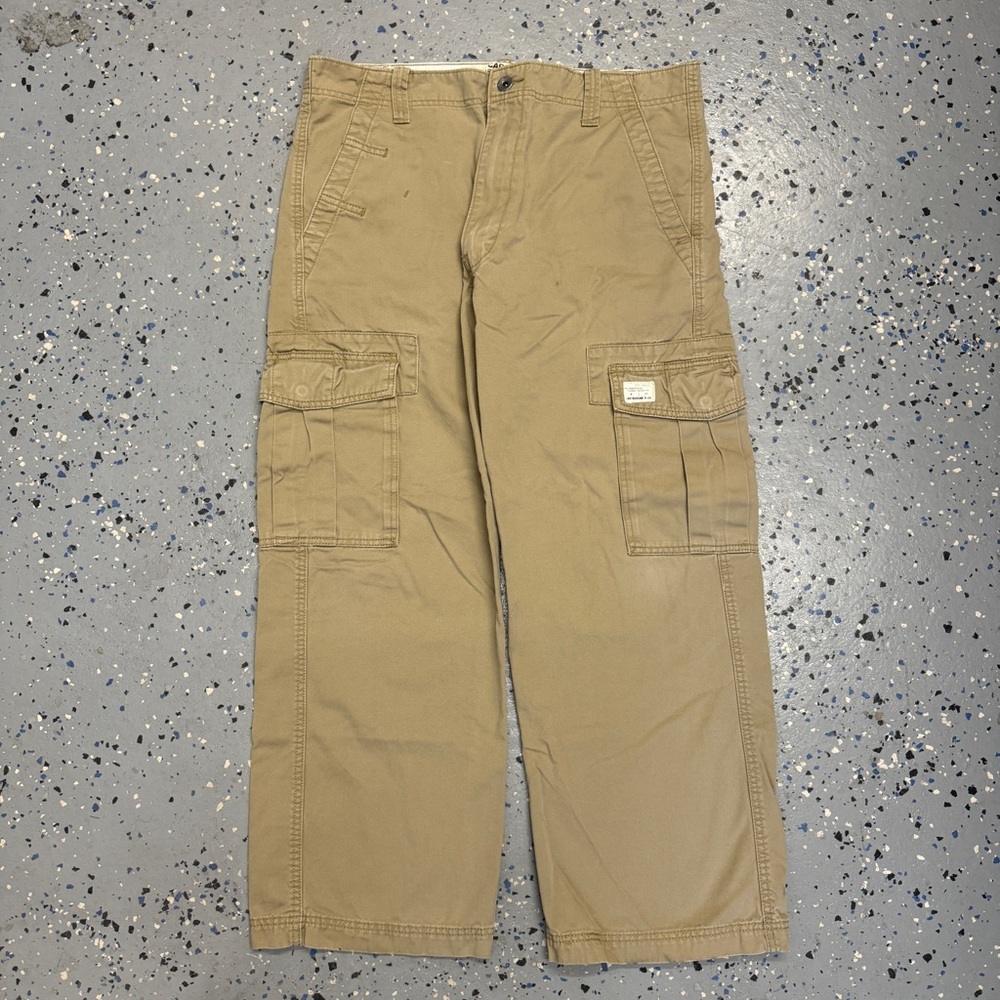 Y2K 2000s Levis Cargo Pants Mens Baggy Wide Leg Skater Hip Hop Mens 36x28 Beige